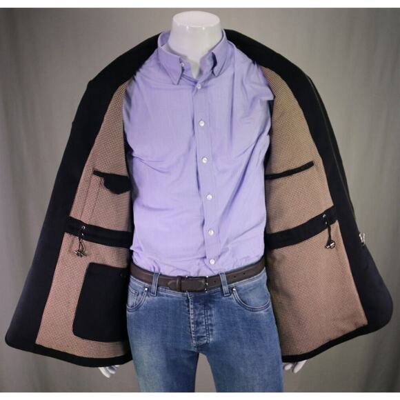 Mandelli Navy Blue Wool-Cashmere Car Coat Eu 58 - US 48/XL - Picture 7 of 9